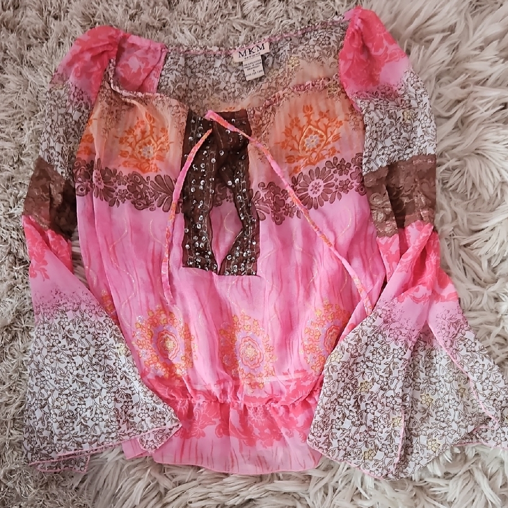 My Michelle Pink Boho Blouse